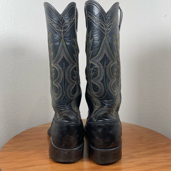 ML Leddy Black Full Quill Ostrich Cowboy Western Boots Custom Ft Worth Texas 9.5 - Picture 4 of 16